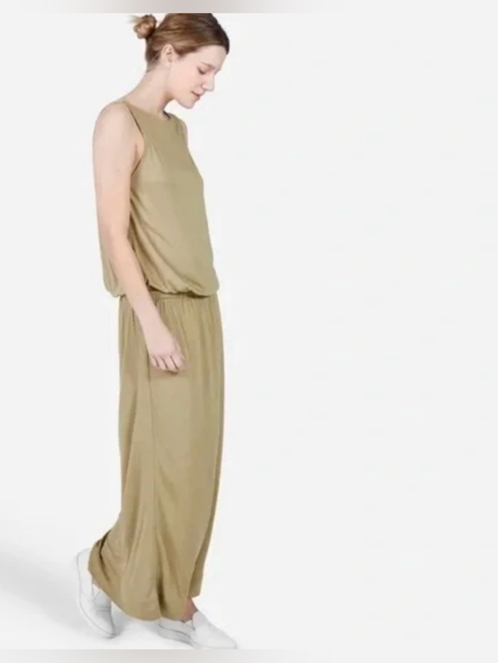 Everlane|The Ryan maxi tank dress in Camel Tan sleeveless Drapey style•••LARGE - Picture 4 of 14